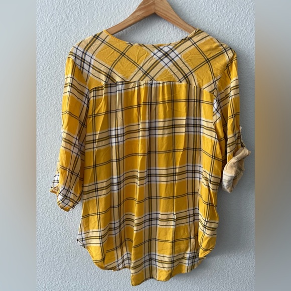 EUC 1x Plaid High low 1/4 sleeve Shirt - Picture 2 of 8